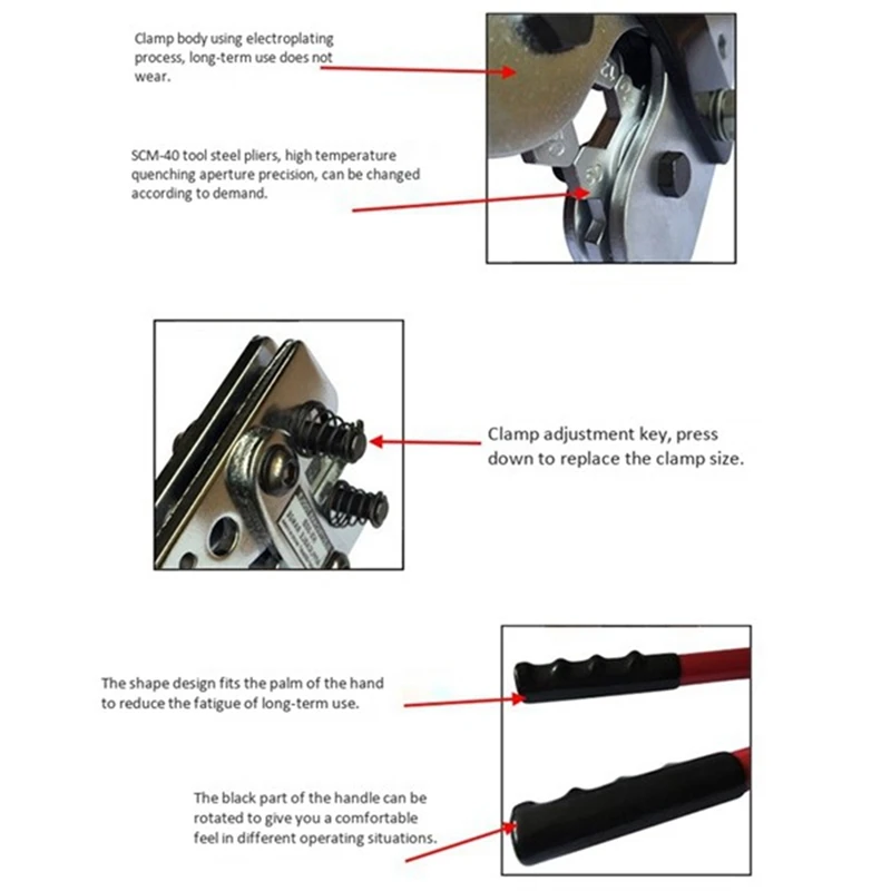Kabel Lug alat Crimping tang listrik, Terminal tembaga/aluminium Ratcheting