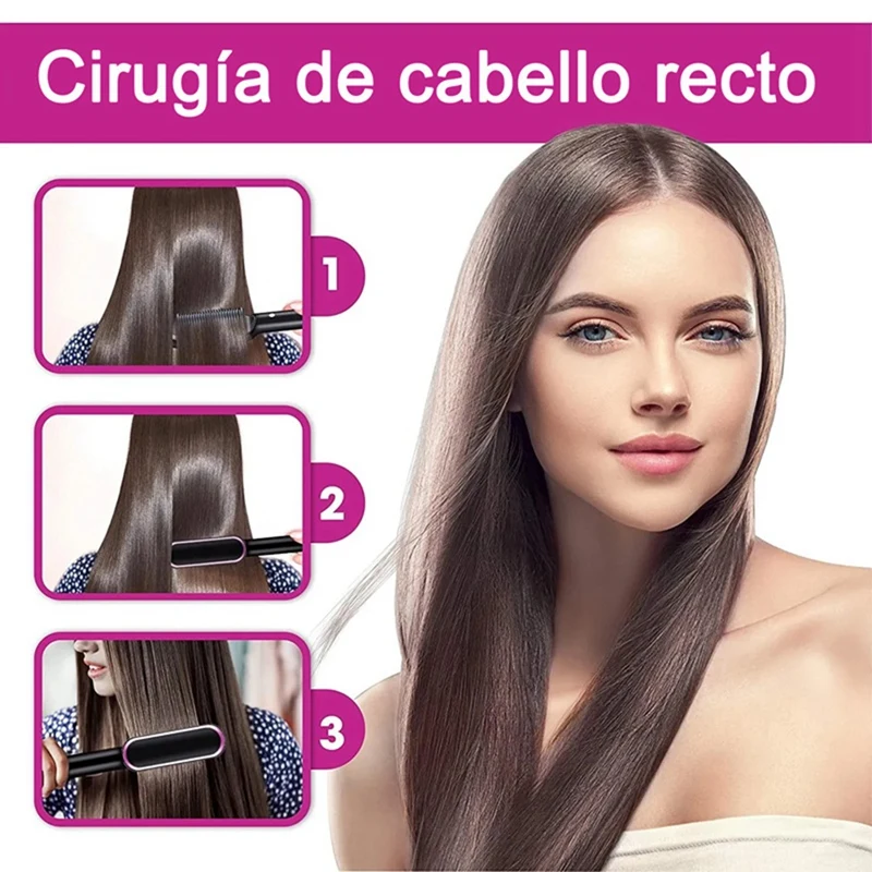 أمشاط احترافية لفرد الشعر ، مشط ساخن ، متعدد الوظائف ، تسخين سريع ، مضاد للحرق ، أدوات مصفف ، قابس أوروبي ، 2 في 1