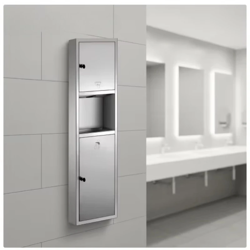 Commercial stainless steel tissue holder, embedded trash can, sanitary tissue holder with trash can