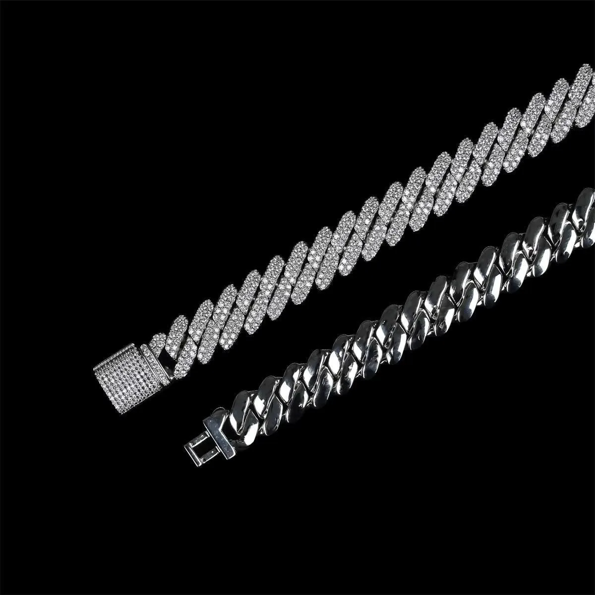 Iced Out Miami Cuban Link Chain 10k Real Gold Plated Diamond Cut Necklace for Men.