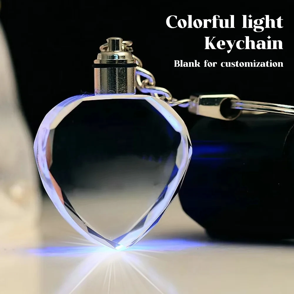 K9 Crystal Keyring with LED Light inside Crystal Blank Key Ring Commemorative Pendant Souvenir for Luminous Interior Accessories