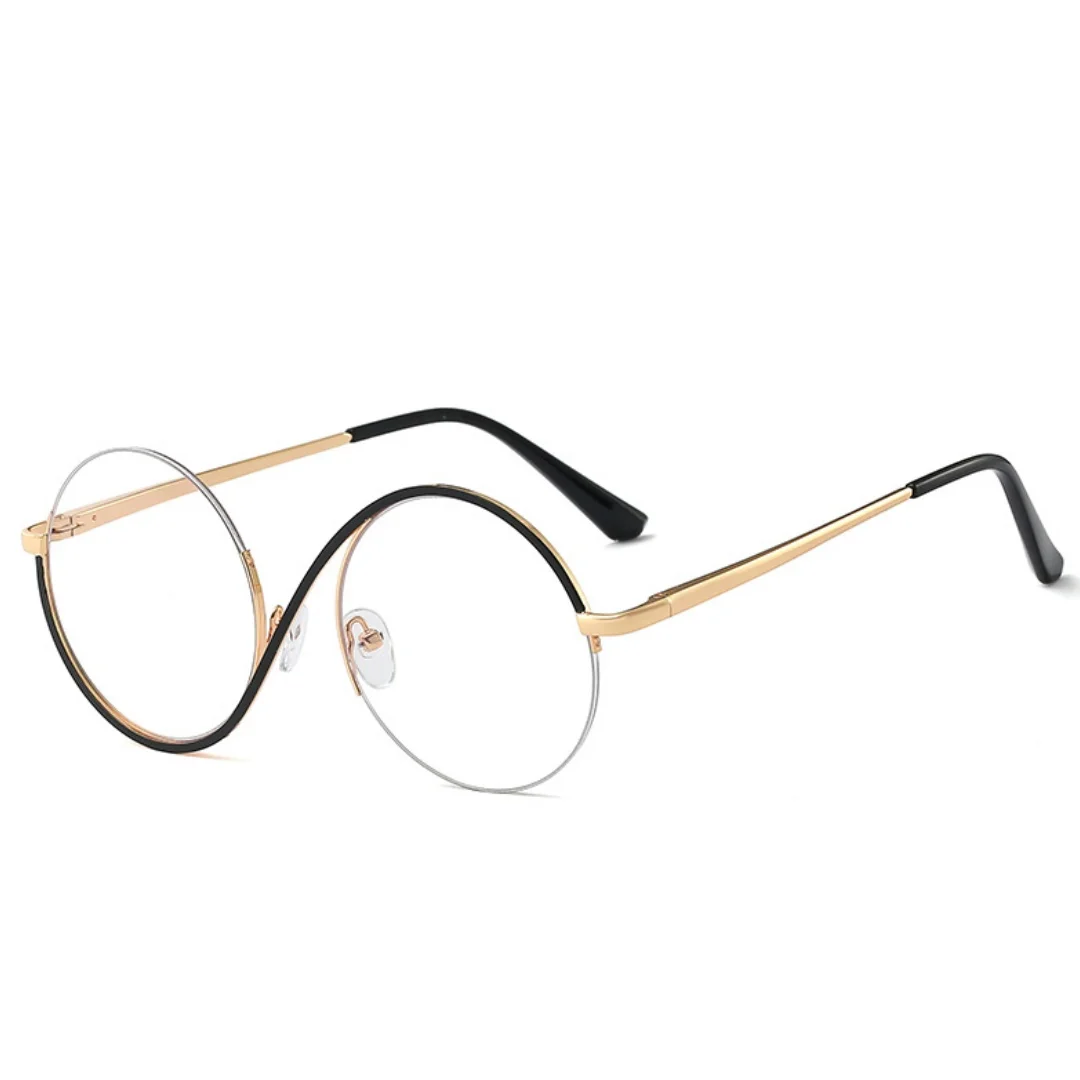 A pair of pc metal half-frame optical anti-blue glasses, female comfortable flat mirror can be equipped with myopia glasses.