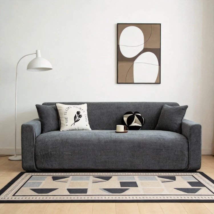 Mid Century Vintage Herringbone Anti Cat Scratch Stretch Sofa Cover All Inclusive Universal For Straight Leather Fabric Sofa