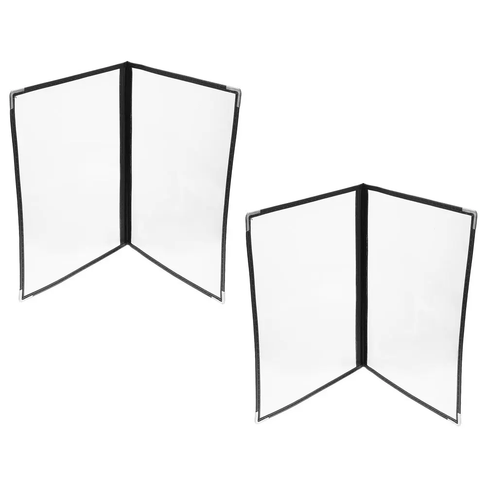 

2 Pcs Menu Protective Cover Transparent Pvc Folder Food Restaurant Holder Clear