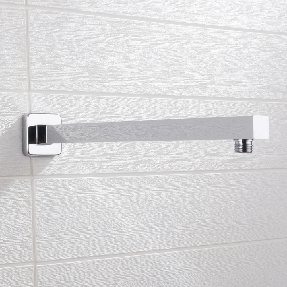 Square Shower Arm Stainless Steel Rainfall Shower Head Extension Pipe, Bathroom Wall Mounted Ceiling Extender Arm, Chrome