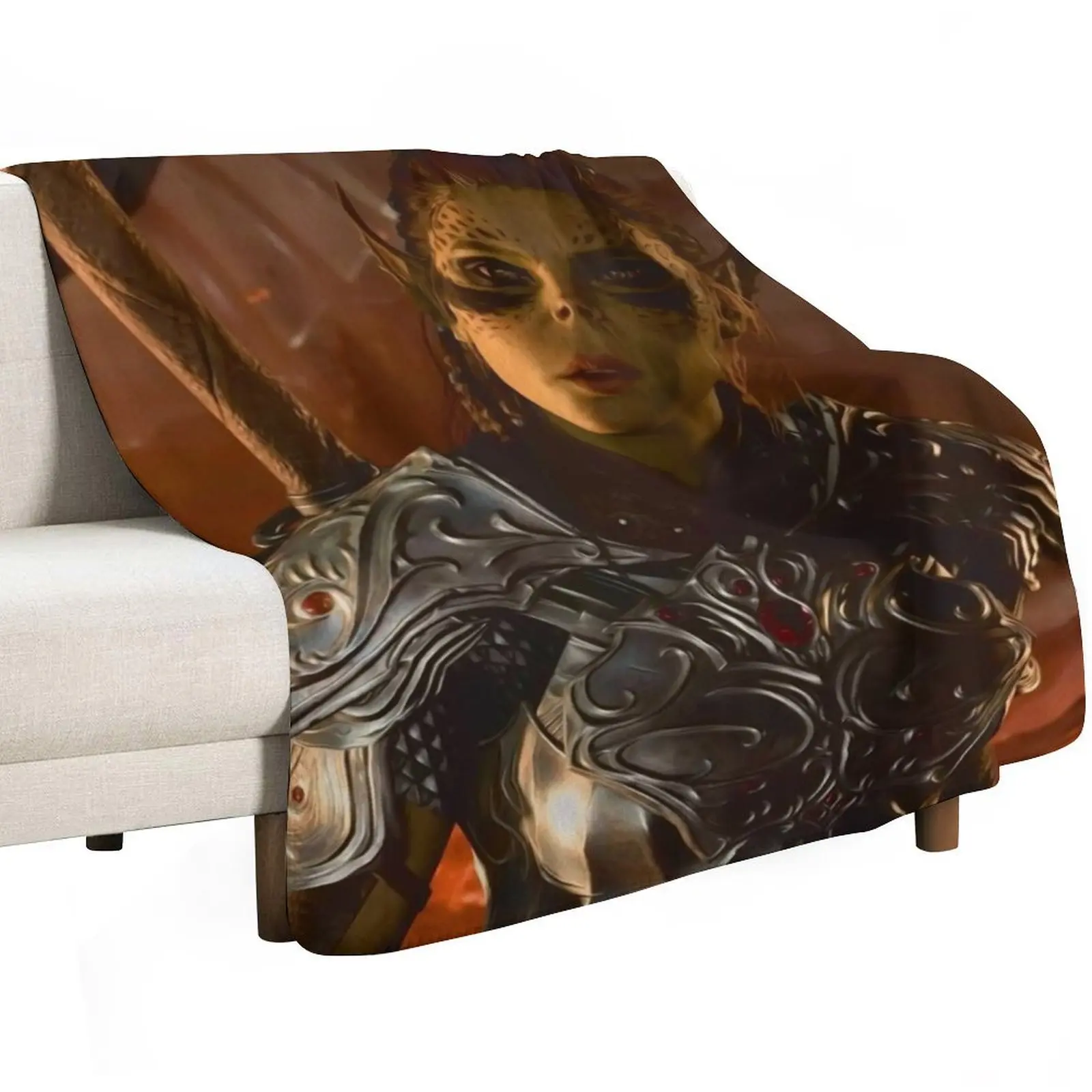 Lae'zel Githyanki Fighter Adventurer close up Throw Blanket Soft Plush Blanket as Housewarming Gift