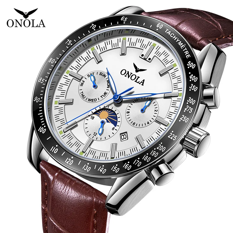 2023 New Brand Watch for Men Dress Mechanical Automatic Luxury ONOLA Business Waterproof Chronograph Fashion Leather Watcheses