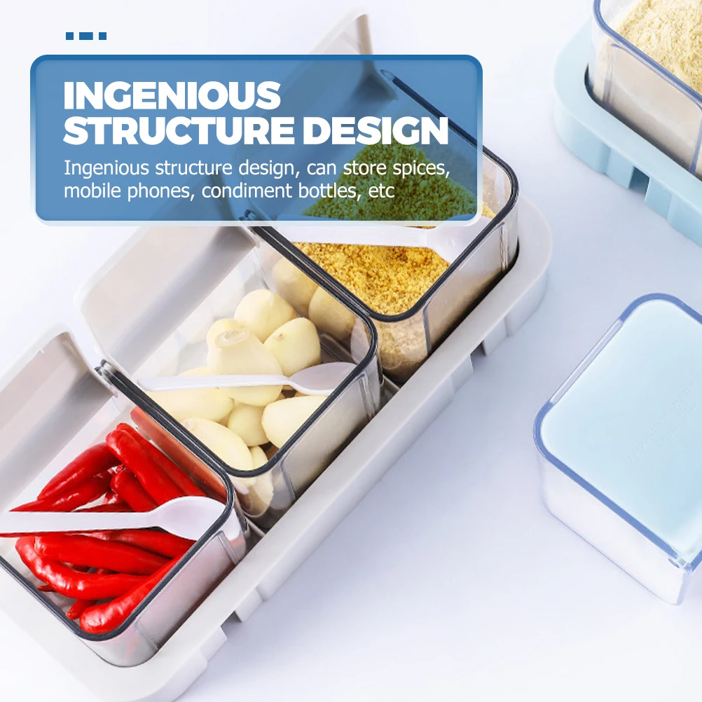 

1 set 1 set Kitchen Condiment Storage Box Plastic Spice Organizer Jar For Seasoning Bottles Hanging Condiment Container