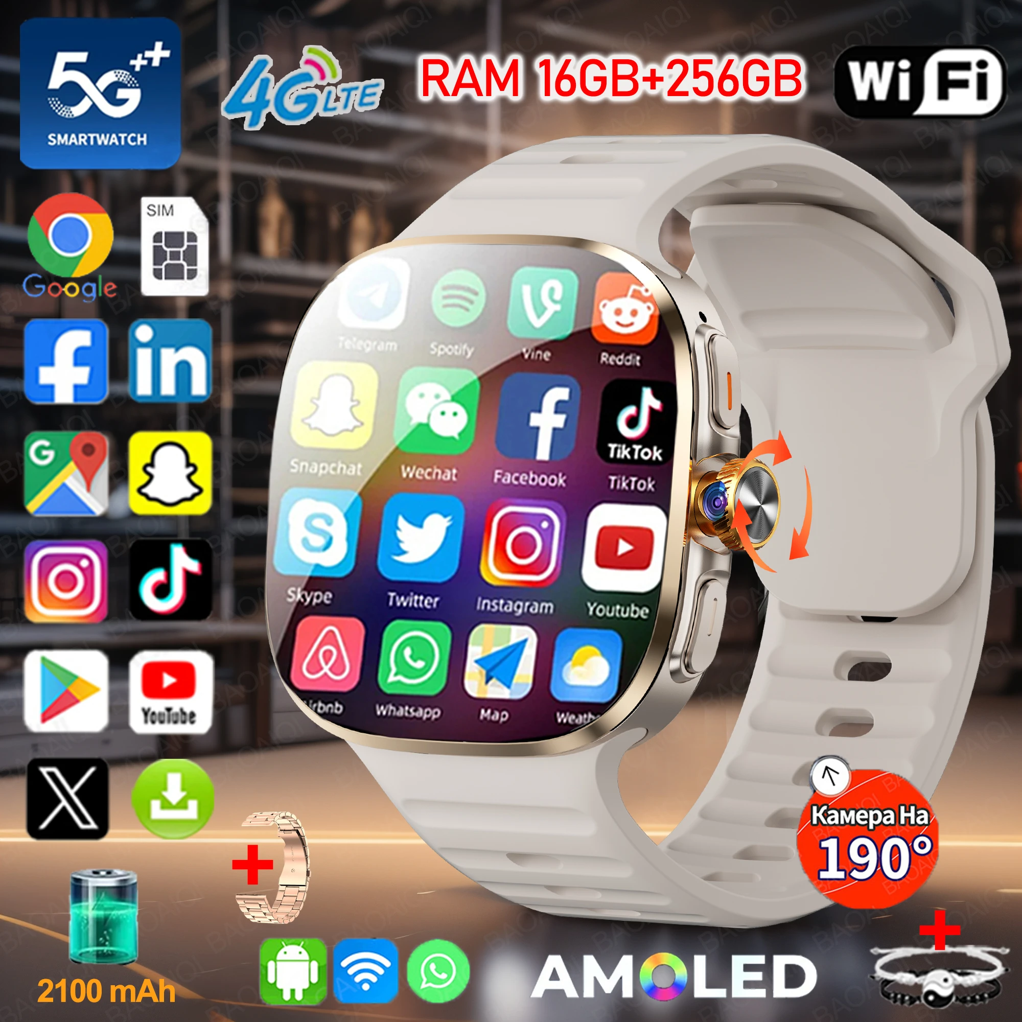 �y�Z�[�����z5G/4G�t���l�b�g���[�N�Ή��X�}�[�g�E�H�b�`�A2.4�C���`HD���ʃr�f�I�ʘb�A2100mAh�o�b�e���[�AGoogle Play�AWIFI�AGPS�ASIM�J�[�h�Ή��A16GB+256GB RAM����