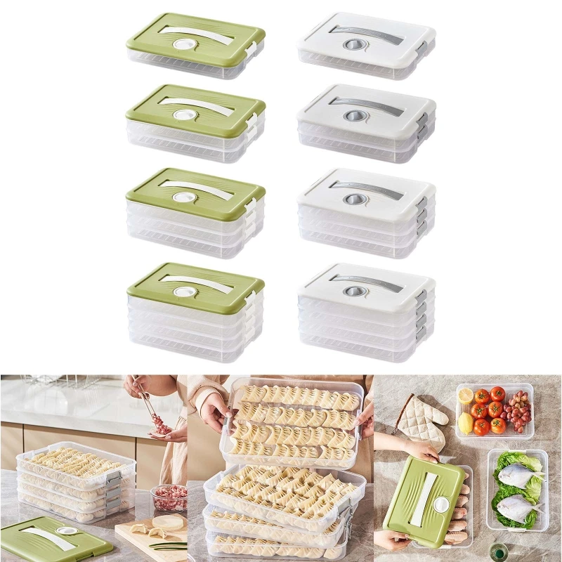 1/2/3/4 Layers Dumpling Boxes Storage Tray Food Container Box for Refrigerator and Kitchen Froze Dumplings Storage Cases B03E