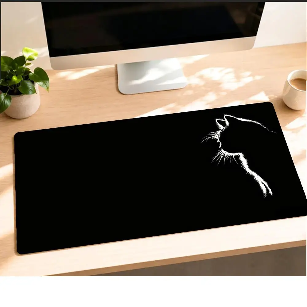 Cat Silhouette Mouse Pads Desk Accessories Playmat Carpet Gaming Room Decoration Desk Mats Things for The Room Keyboard Pad