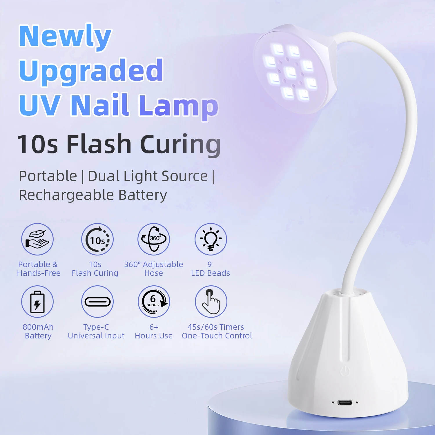 Draagbare UV LED-nagellamp voor snelle gelnagellak met verstelbare hoek Ontwerp nagellicht voor thuis manicure salon doe-het-zelf gebruik