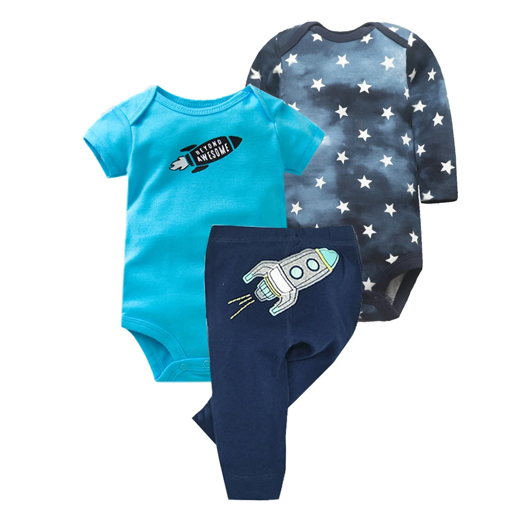 2023 Baby Boys Clothes Set 100% Cotton Baby Bodysuits Baby Pants Summer Cartton Newborn Baby Clothes Infant Bebe Clothing