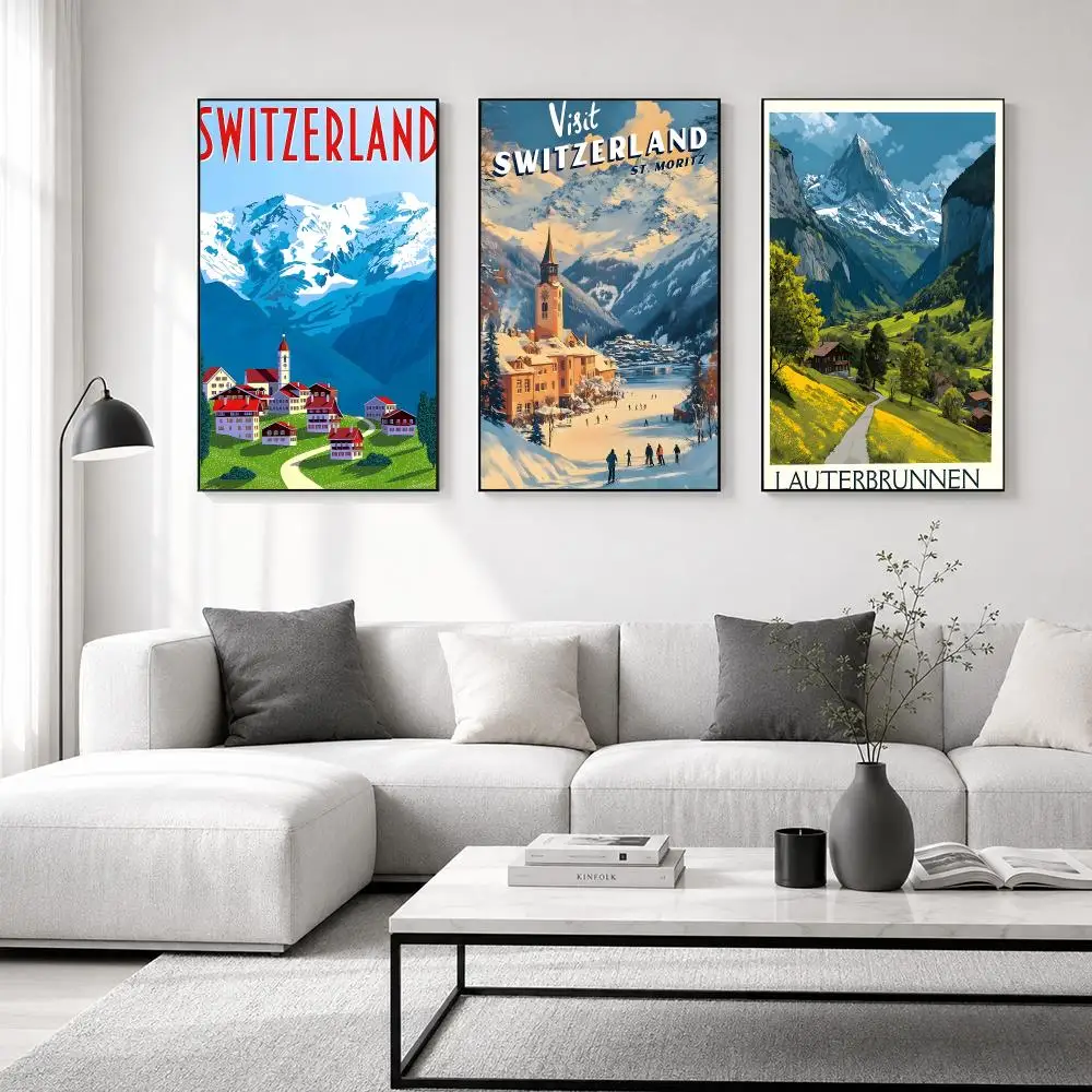 Landscape Swiss Alps Poster High-quality wall art posters, suitable for home offices, bedrooms, and living rooms.