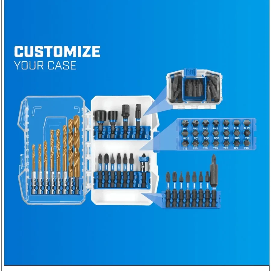 مجموعة لقم مثقاب ومحرك مكونة من 75 قطعة من هارت، لقم البناء والتيتانيوم والخشب مع علبة وحدات مخصصة