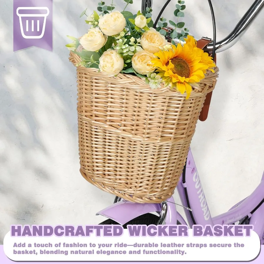 دراجة كروزر الشاطئ للنساء 24 26 بوصة دراجة تخفيف الإناث 1 سرعة دراجة نسائية مع سلة مزدوجة Vbrake مقعد قابل للتعديل امرأة #4