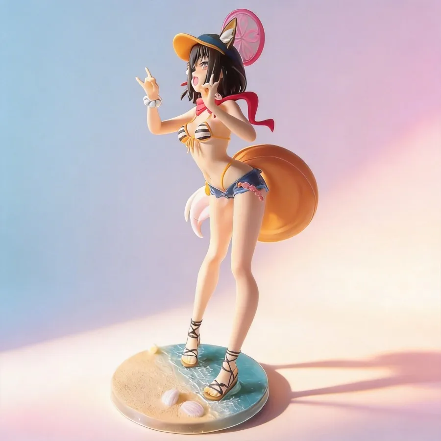 

Blue Archive Kuda Izuna Action Figure Swimsuit Style Little Fox Standing Posture Anime GK Model Desktop Decoration Gift