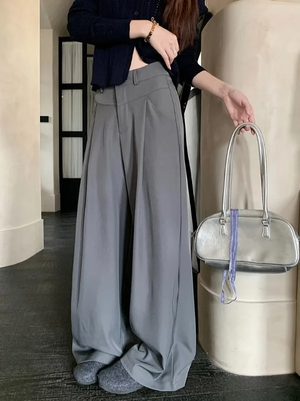 

Карамельный цвет, широкие брюки, женские свободные длинные брюки с высокой талией, осеннее новое поступление, эффект похудения