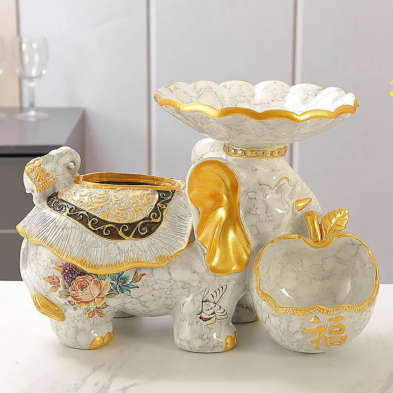 Light luxury elephant tissue box fruit plate, living room dining room coffee table ornament napkin paper box pumping paper box