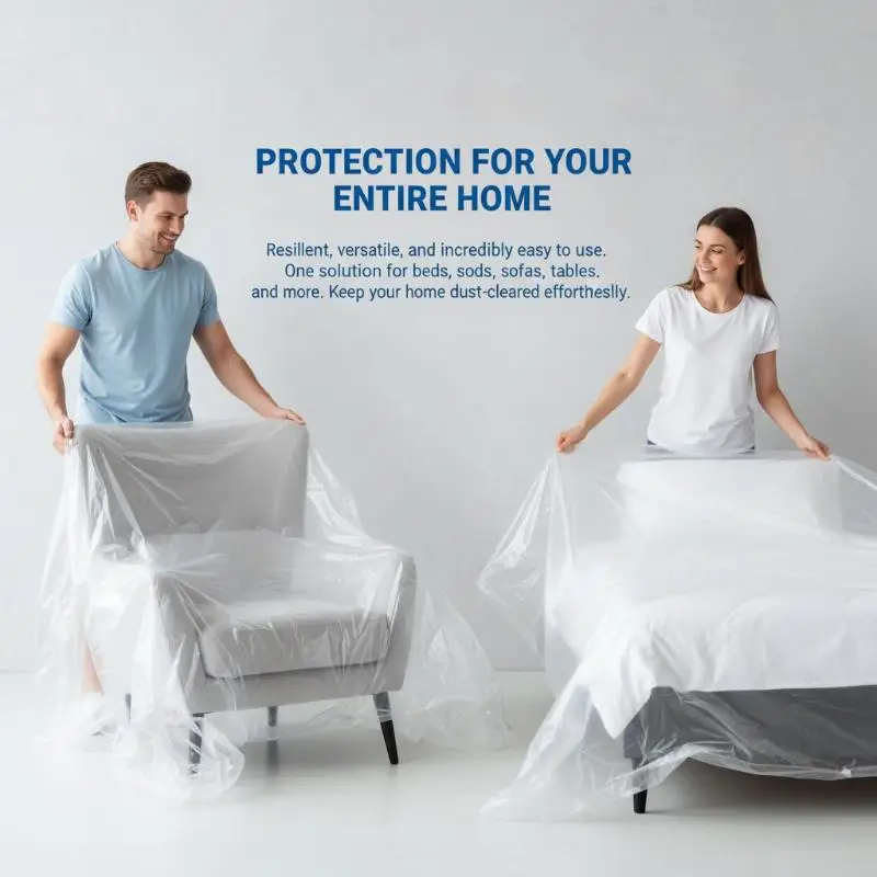 Waterproof Disposable Furniture Dust Cover Extra Thick Flexible Durable for Home Moving Remodeling Paint Splash Protection
