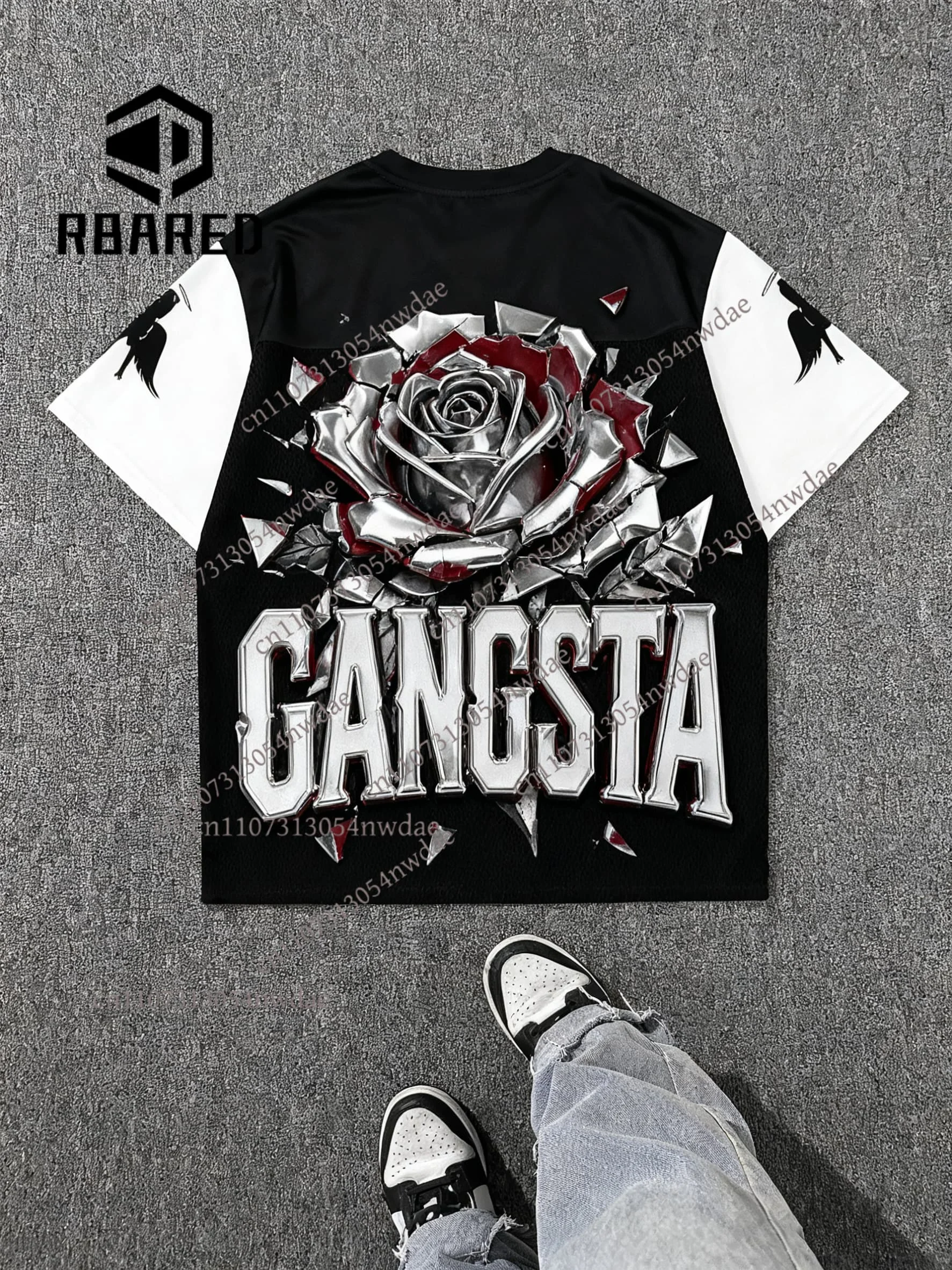 الأوروبية والأمريكية العصرية الرجال تي شيرت شبكة قصيرة الأكمام التجفيف السريع قمصان كرة القدم الرجعية الشارع الشهير الخامس الرقبة فضفاضة القمم