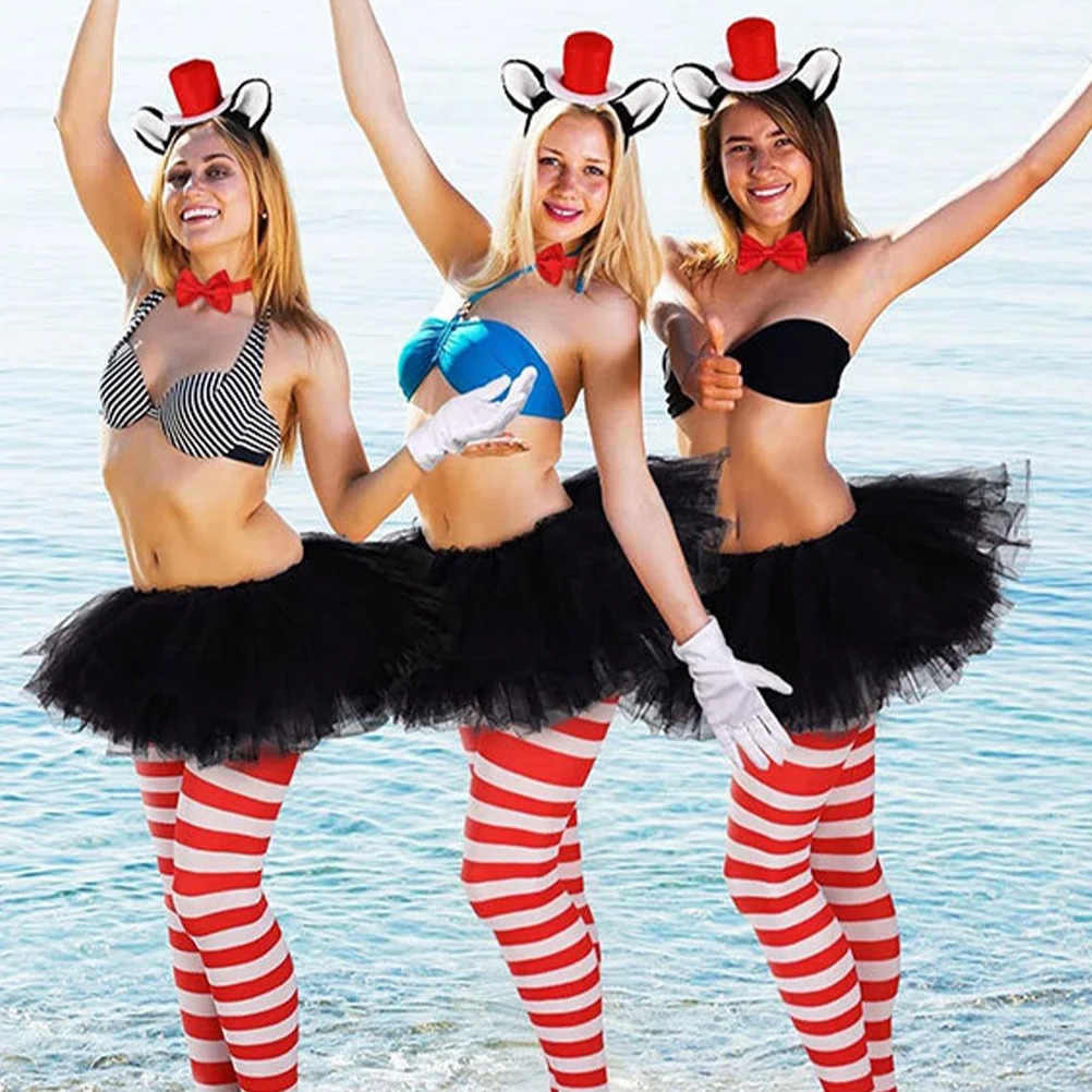 

1Set Red White Cat Costume Set Ears Headband Tail Cosplay Headbands Halloween Christmas Party Decorative Accessory