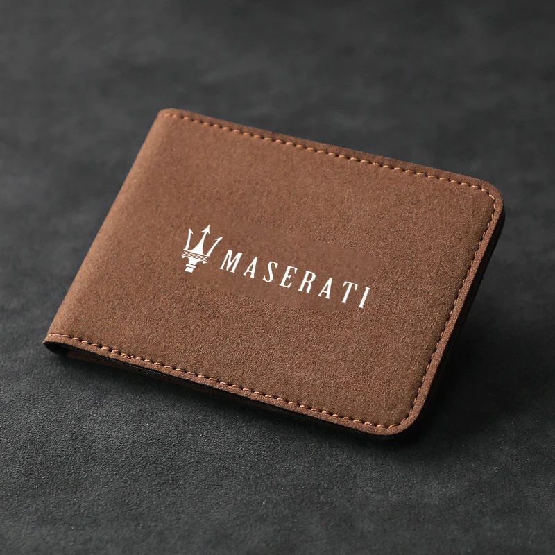 Suede ID Card Driver License Holder Organizer Bag Auto Styling Accessory For Maserati Granturismo Quattroporte Levante Coupe GTS