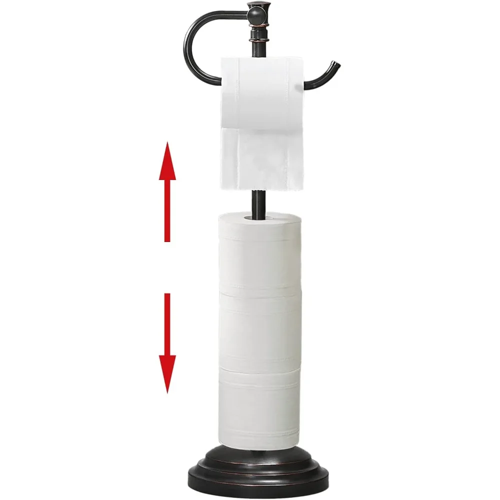 

Floor Standing Toilet Paper Holder in Oil Rubbed Bronze, Adjustable from 12.4 to 22.8 Inches, Bathroom Tissue Stand with Free St
