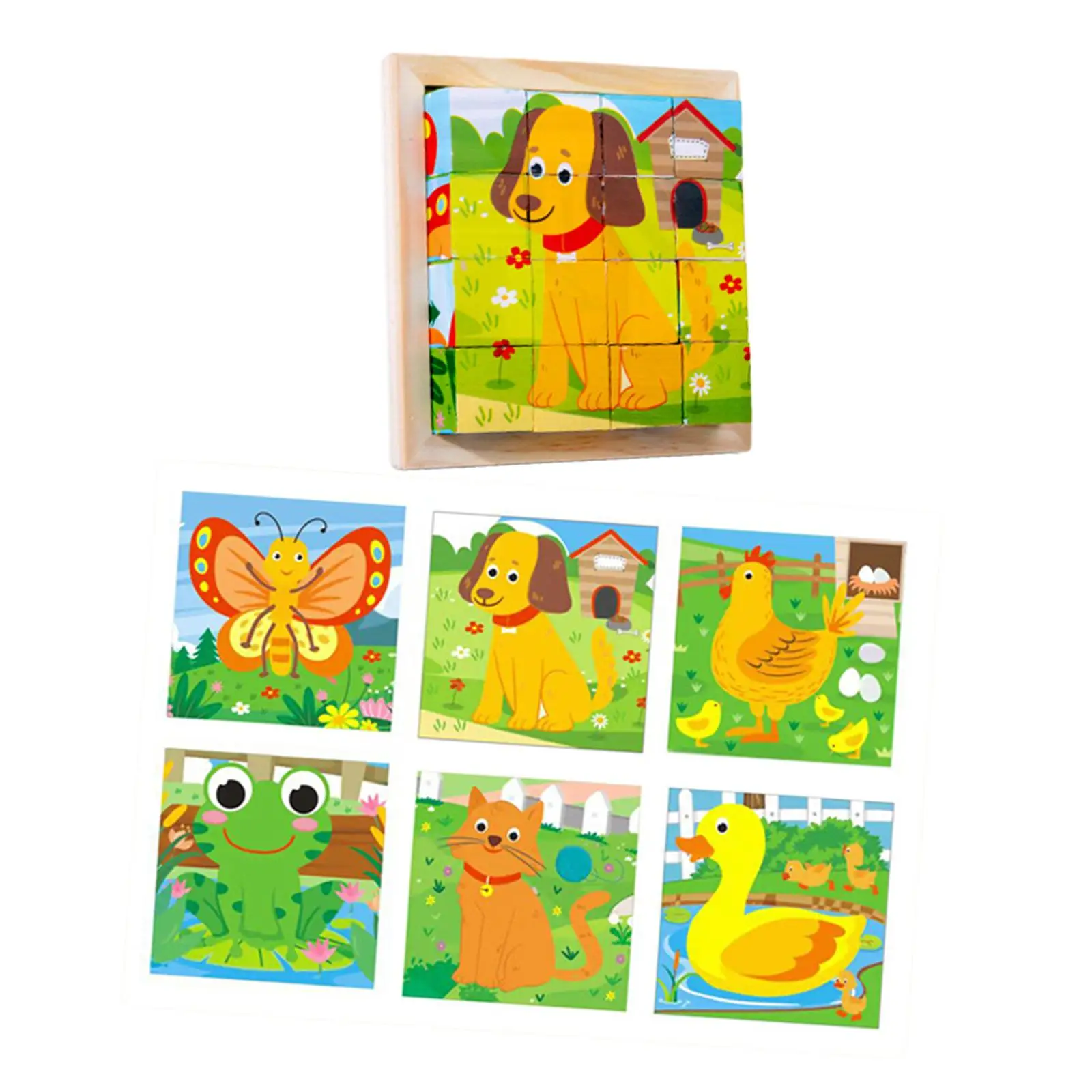 

Six Sided Wooden Puzzles Valentines Day Gifts for Kids Interactive Toys Kindergarten Early Development Wooden Blocks Puzzles