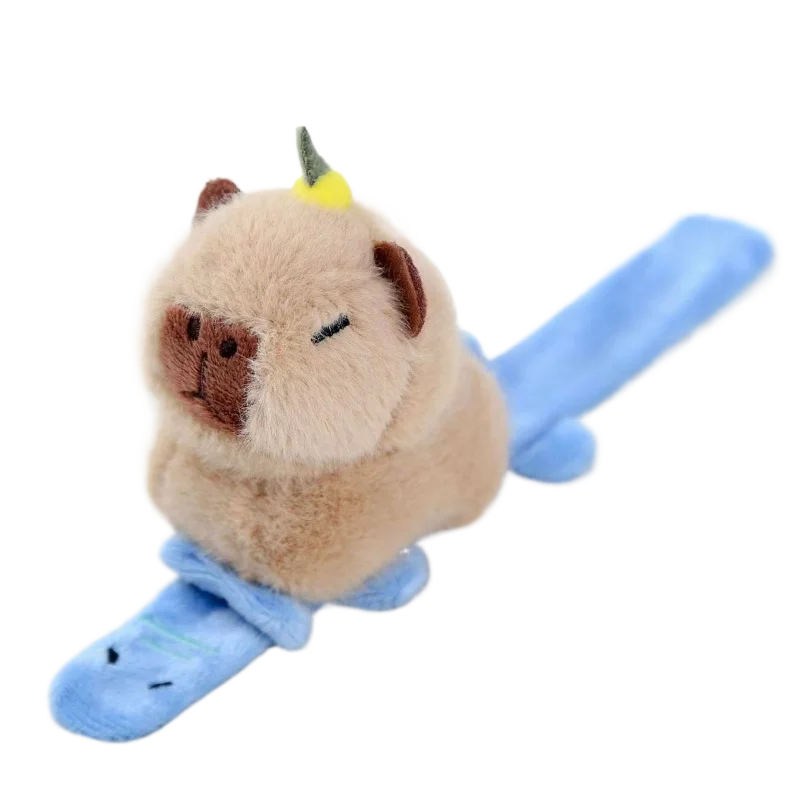 Capybara Slap Snap Wrap Capibara Plushie Wristband Bracelet Kawaii Cute Dog Cat Plush Toy Hand Ring Creative Funny Gift
