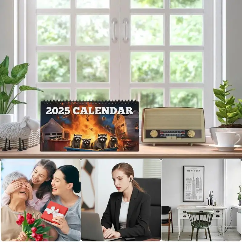 Wasbeer Maandelijkse Kalender 2025 Bureau Grappige Planner Schattig Wasbeer Ontwerp Leuke Wasberen Kalender In Dumpster Branden Voor Organiseren