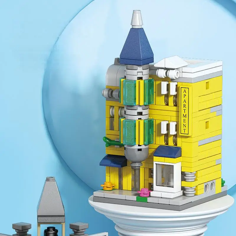 مجموعة مكعبات بناء الشوارع الأوروبية المعيارية 8 في 1 من OUZEY، 14+ مجموعات نماذج هندسية ذاتية الصنع، هدية تعليمية للمدينة للمراهقين #4