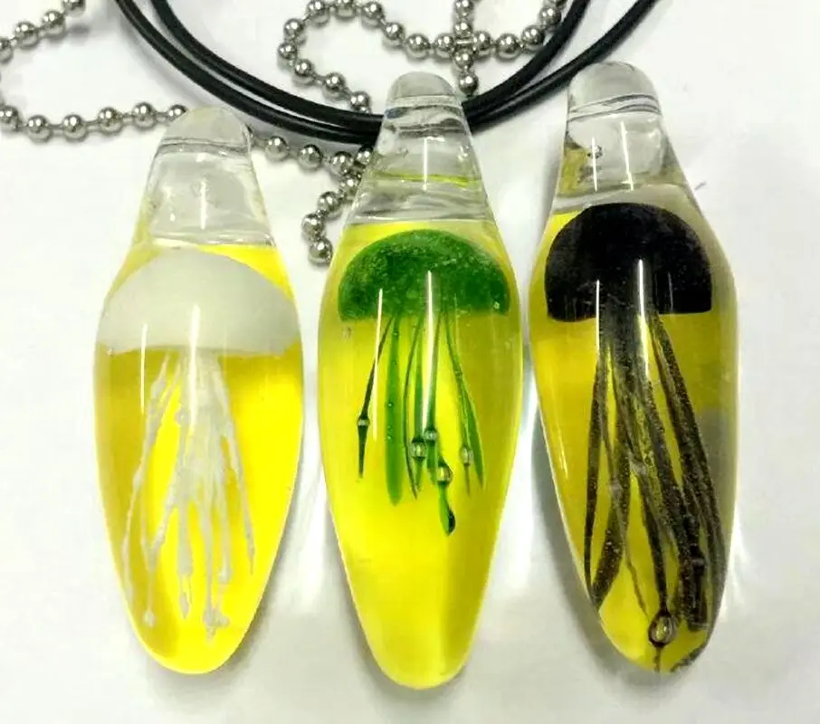 12 pcs Fashionable Jellyfish Pendant Yellow Back Jewelry Making Supplies Jellyfish Jewelry