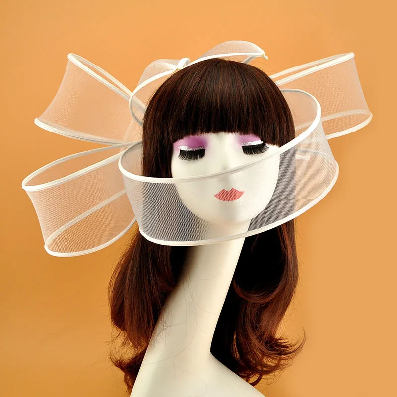 Exaggerated Mesh Headwear Internet Celebrity Kardashian Style Oversized Bowknot Woman Tea Party Horse Racing Fascinator Hats