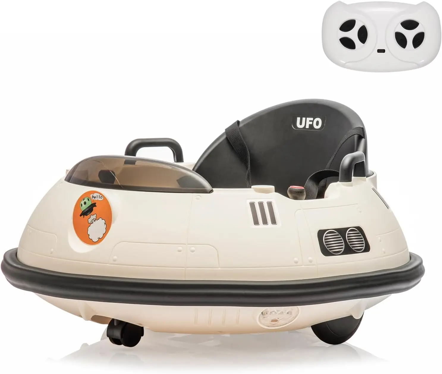 Ride On Bumper Car, 12V Kids Bumper Car with Remote Control | 360° Spin Wheels, LED Lights, 5-Point Safety Belt, Music, Electric