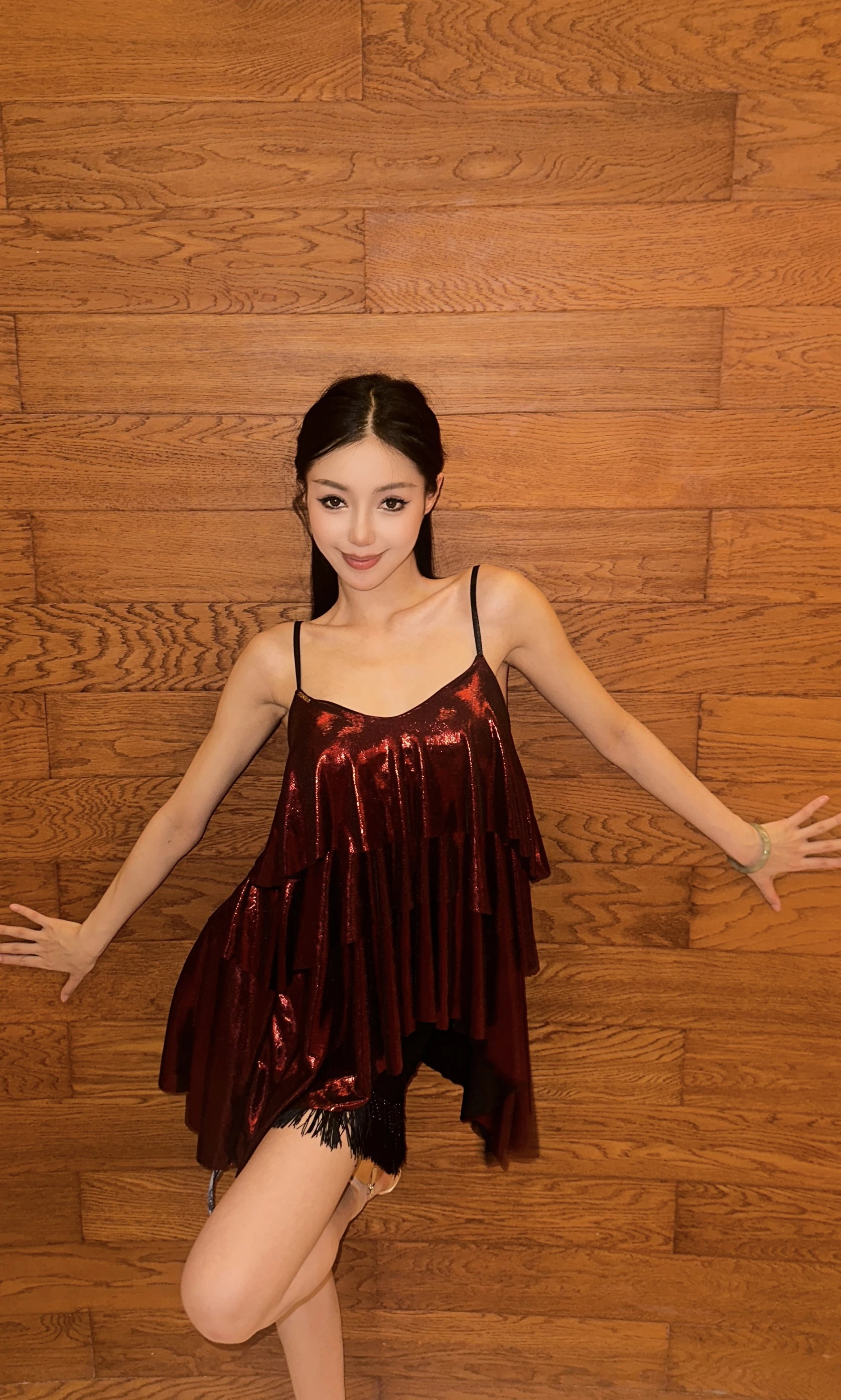 Wekiqa Kostum Tari Latin Pertunjukan Latihan Baru Pakaian Senam Wanita Tali Atas Tari Samba Rumba Cha Cha Bolero