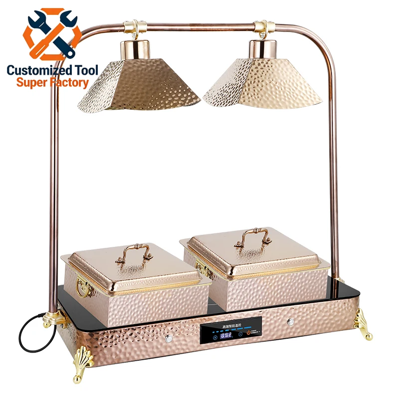 Restaurant stainless steel rose gold environmentally friendly commercial buffet heating lamp electric food insulation lamp 1