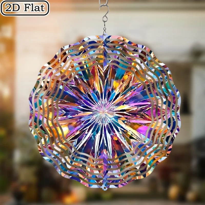 CIFBUY 2D Flat 10 Inch Aluminum Wall Art Waterproof Durable Metal Wind Chime Vibrant Colors Reflective Surface Garden Patio Wedd