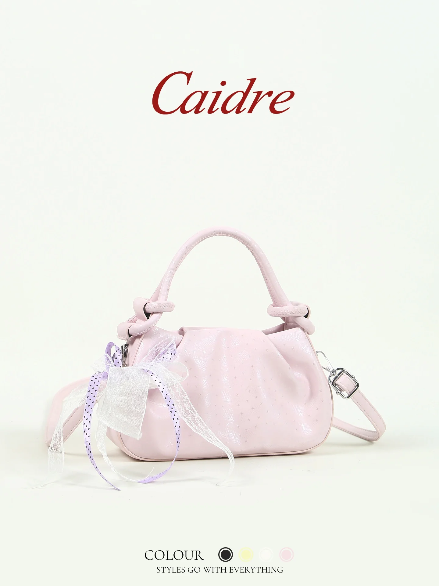 

Caidre Cloud Folded Starry Handbag Women's Birthday Gift Knot Shoulder Bag Small Square Shape PU Leather Bag