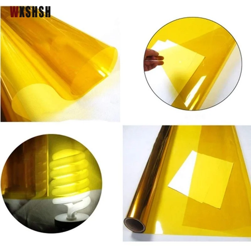 Stained Glass Stickers UV-Prevention Insect Prevention Decorative Films Explosion-Proof Self-Adhesive Removable Tint-Film Yellow