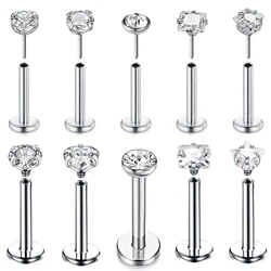 1pcs CZ Surgical Stainless Steel Labret Monroe Lip Ring Tragus Nail Helix Earring Stud Piercing Jewelry gift 16G