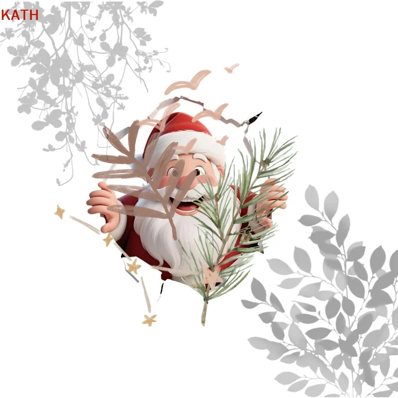 Santa Claus Break-Through Wall: Decal PVC Removable Christmas Window Sticker Home Decoration New Year