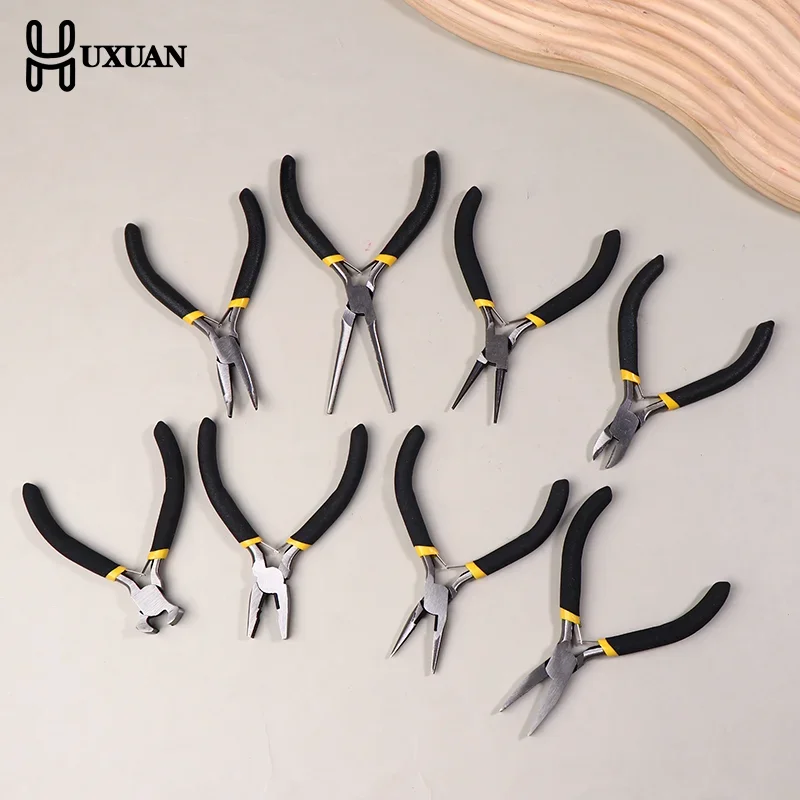 Mini alicates para hacer alicates, cortadores de alambre de precisión, aguja, punta redonda y doblada para hacer, punta de cadena, artesanía, pendientes