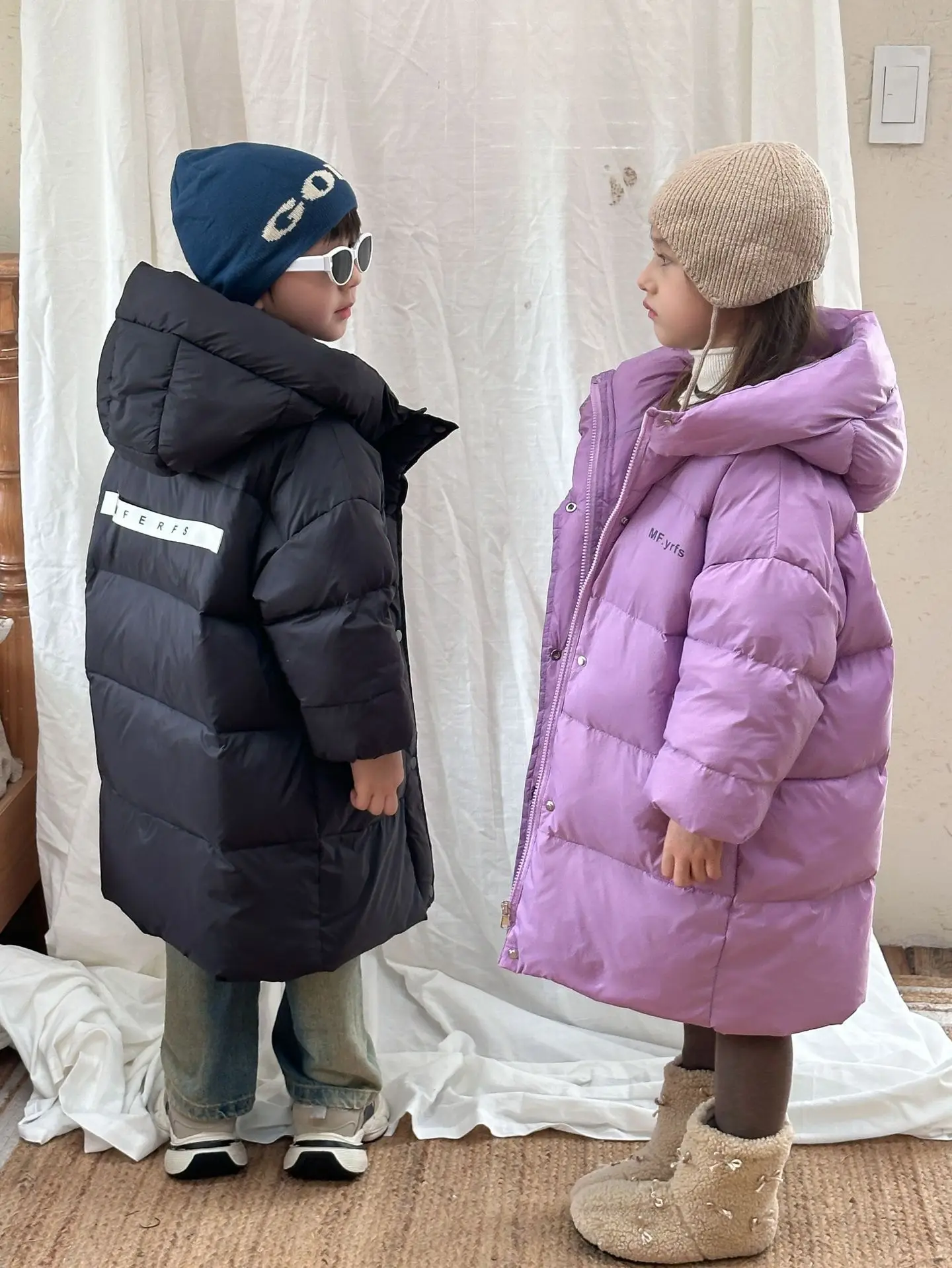 

WinterThicken Little Girl Snowwear Coat Children Girl Duck Down Jacket Letter Print Plus Velvet Infant Baby Girl Outerwear Coat