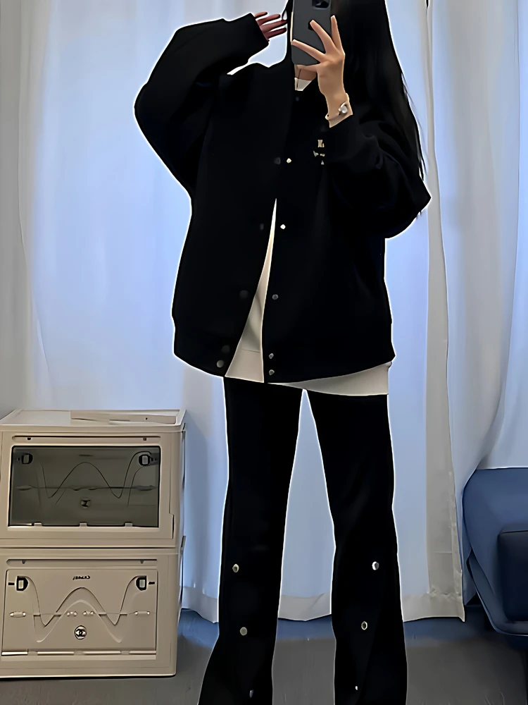 

Retro American Sle Baseball Jaet Women's Spring Autumn New Letter Print Casual Loose Versatile Outerwear for Couples