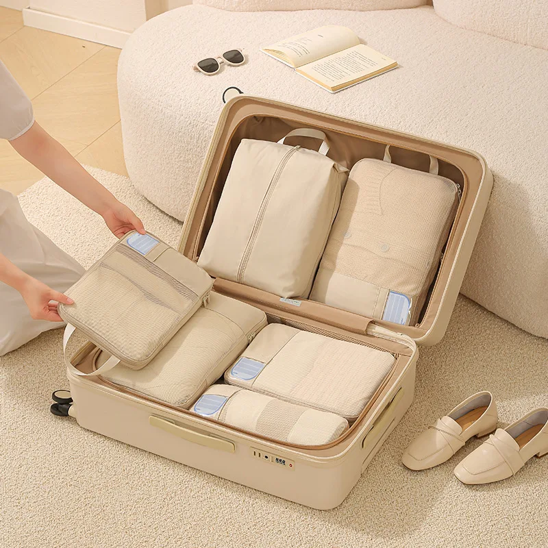 6piece Set Travel Storage Bags Digital Toiletries Shoes Clothes Organizer Suitcase Packing Cubes Set for Neatly Tidy Pouches