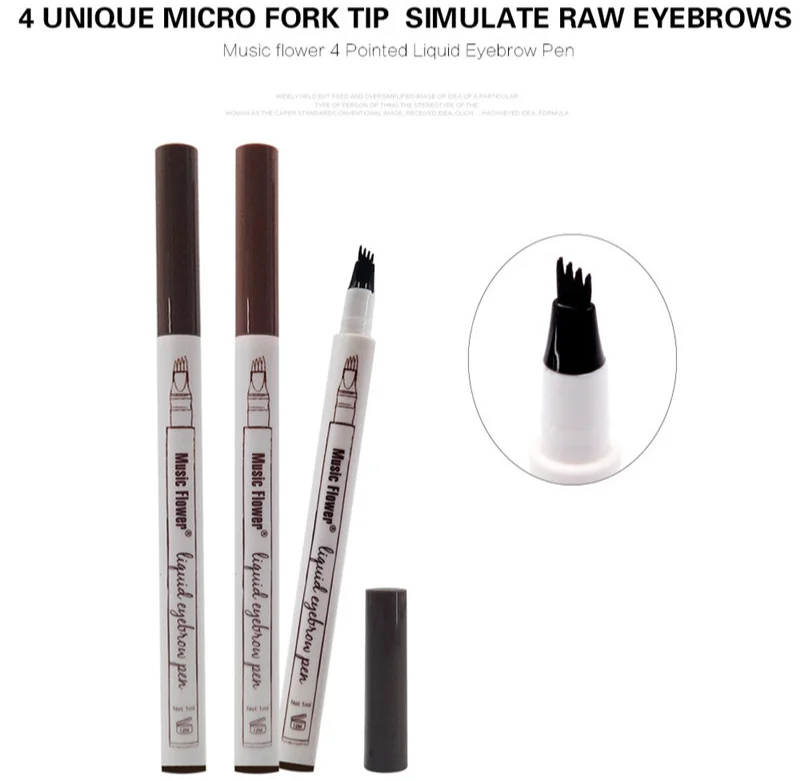 Music Flower Brand Makeup 4 Colors Fine Sketch Liquid Eyebrow Pencil Waterproof Tattoo Super Durable Eye Brow Pen Smudge-proof