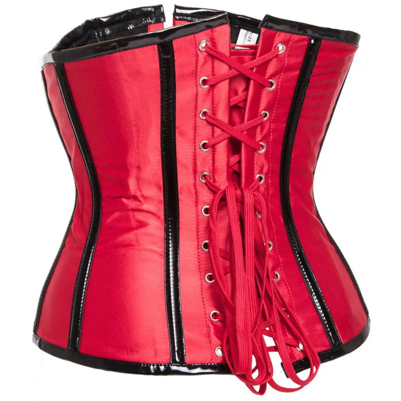 Red Front Zipper & Belt Buckle Gothic Steampunk Corsets For Women Slimming Waist Training Corset Underbust Sexy Vintage Clothes