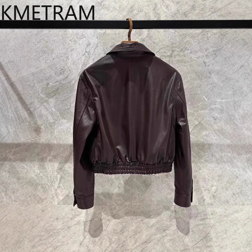 KMETRAM Real Sheepskin Leather Jacket Woman Stylish Short Motorcycle Coat Genuine Leather Jackets 2026 Autumn Women Clothes 가죽자켓