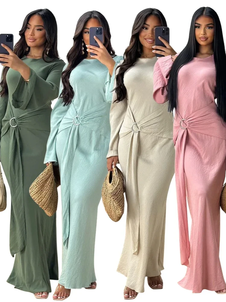 Muslim Long Robe Eid Abaya for Women Modest Dresses Ramadan Morocco Dubai Kaftan Islam Saudi Vestidos Arab Jalabiya Abayas 2024